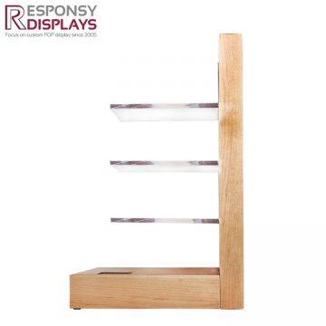 Counter Table Wood Sunglasses Display Rack With Logo Board and Three Tiers photo-2
