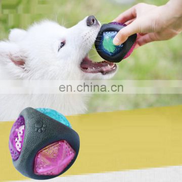 Durable rubber pet dog chew squeaky ball luminous ball for dog teeth cleaning