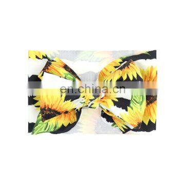 Stripe Sunflower Chandle Headband Pretie Bow Hairband Nylon Headwrap