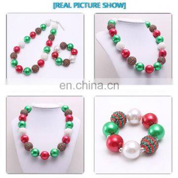 Christmas Girl Chunky Necklace Bracelet 2pcs Set Bubble Beads Boutique Jewelry Sets Gift photo-6