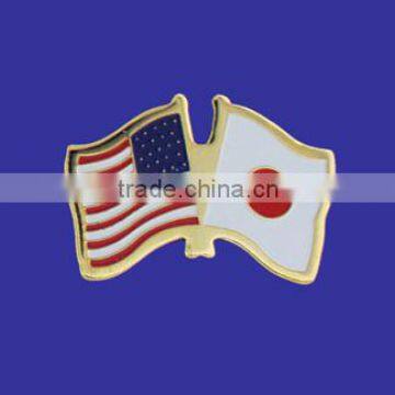 Custom design high quality cloisonne hard enamel filled USA Japan World Flag Lapel Pin