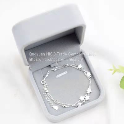 S925 sterling silver double star bracelet female tide Japan and Korea simple temperament super fairy sen department students sweet birthday gift