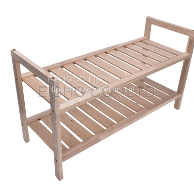 2 Tier FSC Oak Wood Shoe Rack