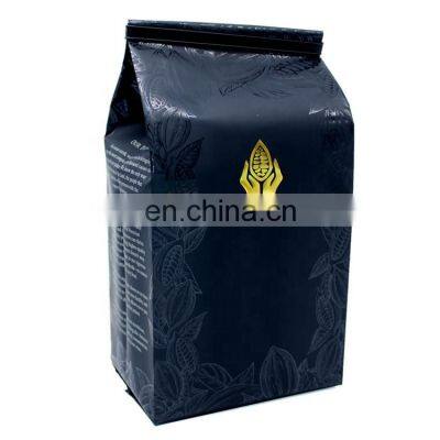 Custom printed hot stamp coffee bag aluminium foil recyclable black bags for coffee packaging with tin tie