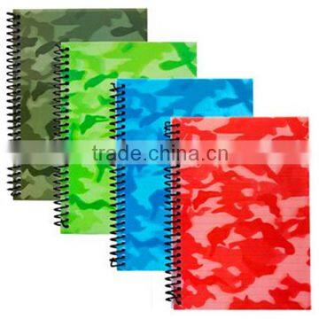 plastic cover spiral notebook with custom printing ,notebook spiral wire