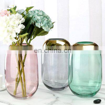 Hot Sales Cheap Morden Nordic Gold Plated Sitting Room Decoration Hydroponic Plants Pot Glass Vase photo-4