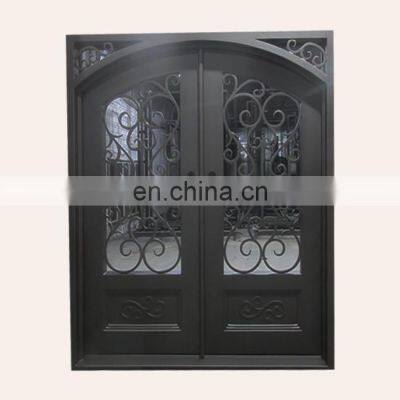 Impact Resistant Front Best Security Wrought Iron Custom Double Swing Door photo-2