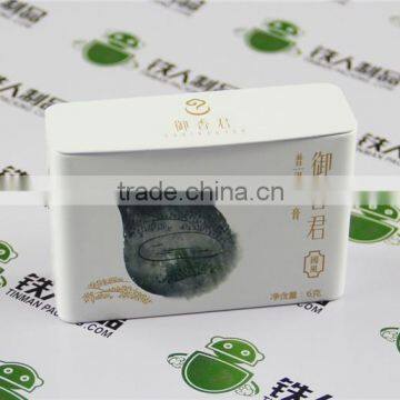 Empty small metal tin plate box with window tea tin case