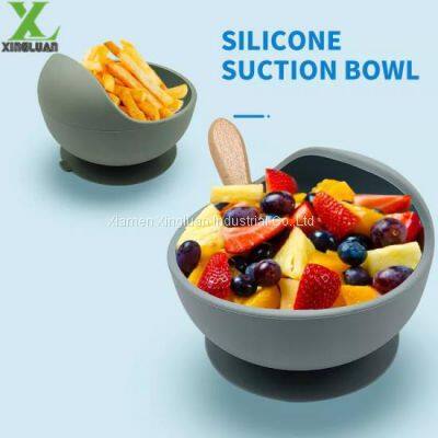 BPA Free Silicone Dinnerware Baby Bib Plate Bowl Spoon Snack Cup Silicone Baby Feeding Set photo-3