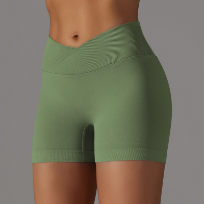 YYBD-0032,factory Seamless Breathable Solid Color Peach Hip Yoga Shorts Running Women Fitness Short Pants photo-2