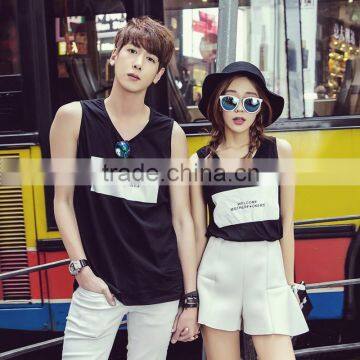 2015 new design couples vest suit pure color tank top for couple/high quality&cheap