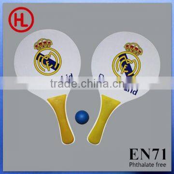 Realmadrid 2015 TOP QUALITY Color Promotion Wooden Beach Tennis Racket /beach Bat /beach Paddle Set With Beach Ball Wholesale photo-2