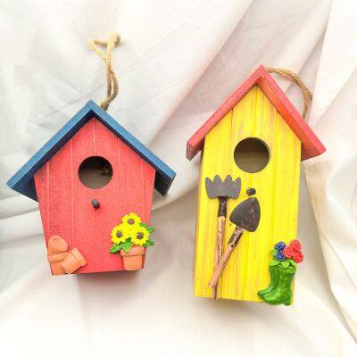 Wooden Hanging Ornaments Garden Wooden Solid Wood Bird Nest photo-4