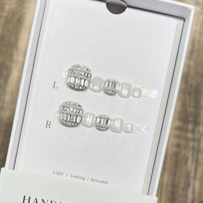 [Toe Nail Collection] Handmade Wearable Toe Nail Tips Cat-Eye Design Gel-Type Artificial Nails Ready-Made Toenail Art photo-3