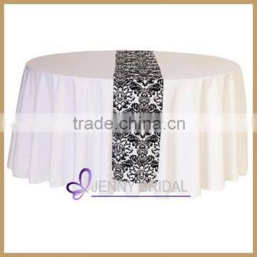 TR002A flocking wedding satin crochet table runner