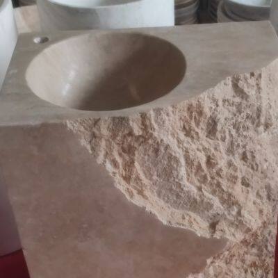 Missing Corner New Design Contemporary Stone Marble Free Standing Square Shape Pedestal Sink for Upscale Residences Estates photo-2
