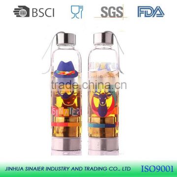 480ML/580ML single wall borosilicate glass water bottle with fiter