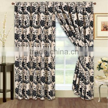 Heavy Full Flocking Curtains with 2 Tie Backs