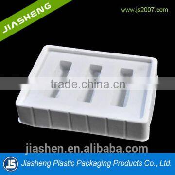 PS/PVC White Flocking tray for medical bottles with 3 compartments