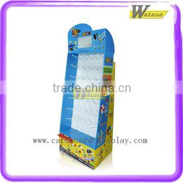 Colorful Christmas promotion Cardboard Hook Floor Display for supermarket