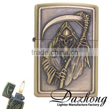 Square Skull Bronze Oil Classic/Old Match Flint Lighter