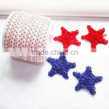 5/8 blue /red/ white star fold over elastic, FOE headband elastic for making diy hair ties, fold over elastic by the yard