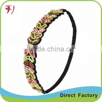 New Arrival Red Flower Shape Design Seed Beads Headband For Young Ladies