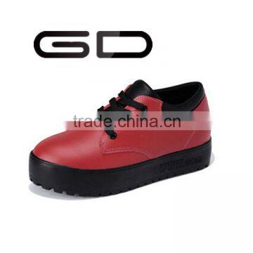 GD genuine leather girls thick sole casual round toe flat shoe with lace