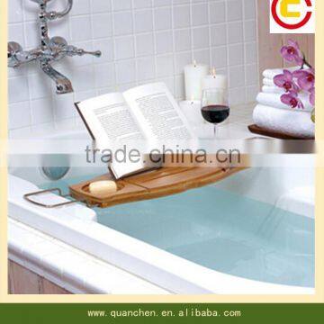 Modern design bamboo scalable bath caddy, rack