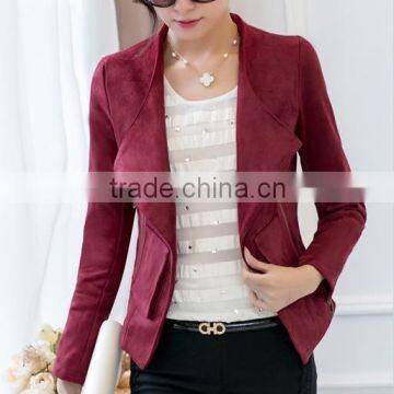 Custom smart lady suede short casual jacket