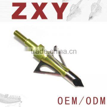 green Sharp Hunting Arrowheads, Stainless Steel Arrow Tips Arrowheads shape like Buffalo 100 grains Arrowheads