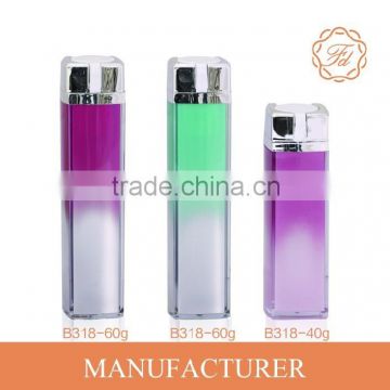 40g 60g square straight shape lottion pump bottle gradient color