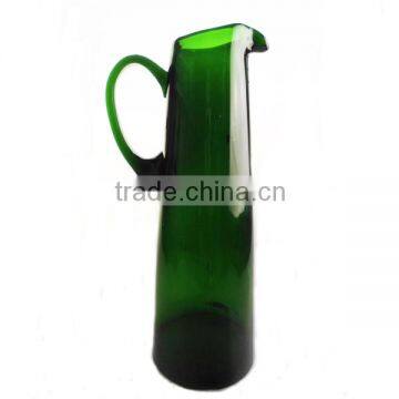 Antique Green Tall Glass Water Jug with Handle