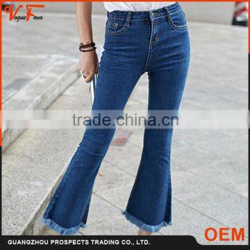 New pattern Latest design jeans pants flared women tight jeans flared with tassel from jeans manufacturers china                        
                                                Quality Choice