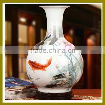 2016 Chinese famille rose excellent quality ceramic cream ceramic vase made in Jingdezhen