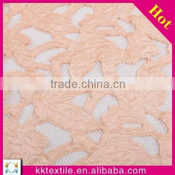 Fashion floral embroidery design guipure lace fabric PU leather garment lace fabric