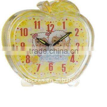 promotional transparent apple shape desk alarm clock