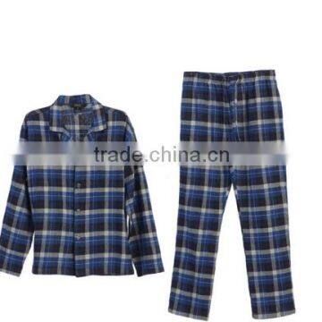 OEM 2 Piece Mens Flannel Pajamas, Button Up Shirt and Elastic Waist Pants Set