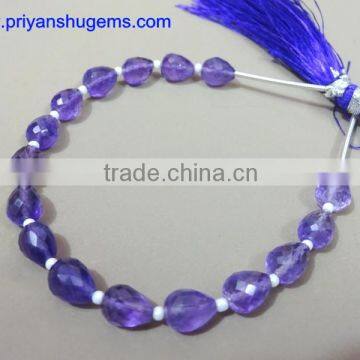 Amethyst Hand made 5*8 mm 39 ct Faceted Drops straight drilled 6 inches strand length natural gemstones