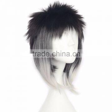 Suncos Bungo Stray Dogs Ryunosuke Akutagawa Black White Short Cosplay Wig Anime Hair Heat Resistance Fibre photo-2