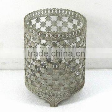 DIA 15.5CM engraved metal candle holder