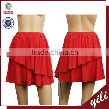 2016 S/S cotton crepe red color summer girls in short skirts