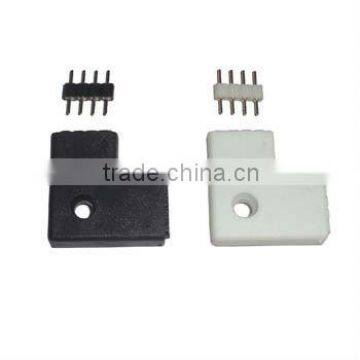 L connector, 4pin female, white color for led strip