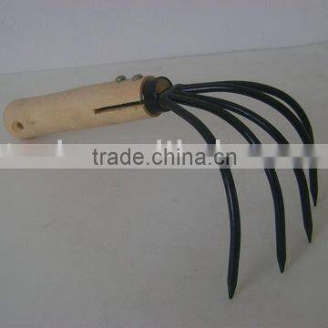 rake with wooden handle