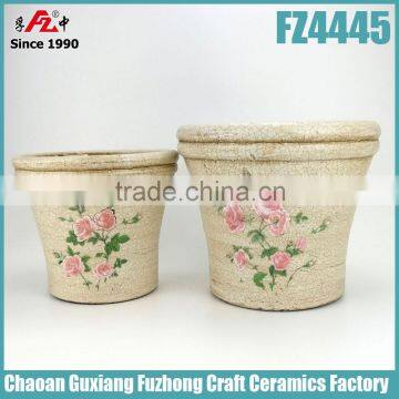 Rose decal countryside plant pots