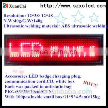 12*48 pixel usb low weight wear clothes programmable led badge, cheap price small sign led badge name card sign led mini board                        
                                                Quality Choice