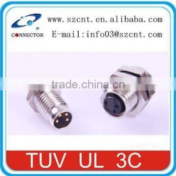 M8 M12 4pins Male and female cable connector shiledable screw termination with shileding ring