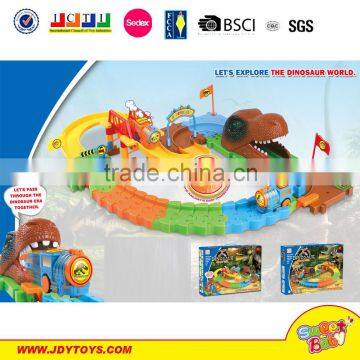 Dinosour world reaction light music intelligent battery operated railway pathway building block