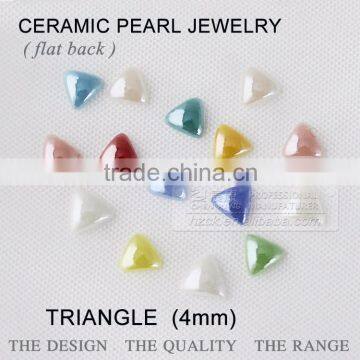 ceramics pearl 4*4mm triangle flat back ceramic Rhinestone factory direct on sales