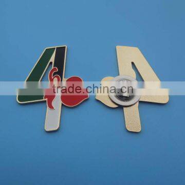 Soft Enamel Number 4 Design Metal Brooch Badge for UAE Day